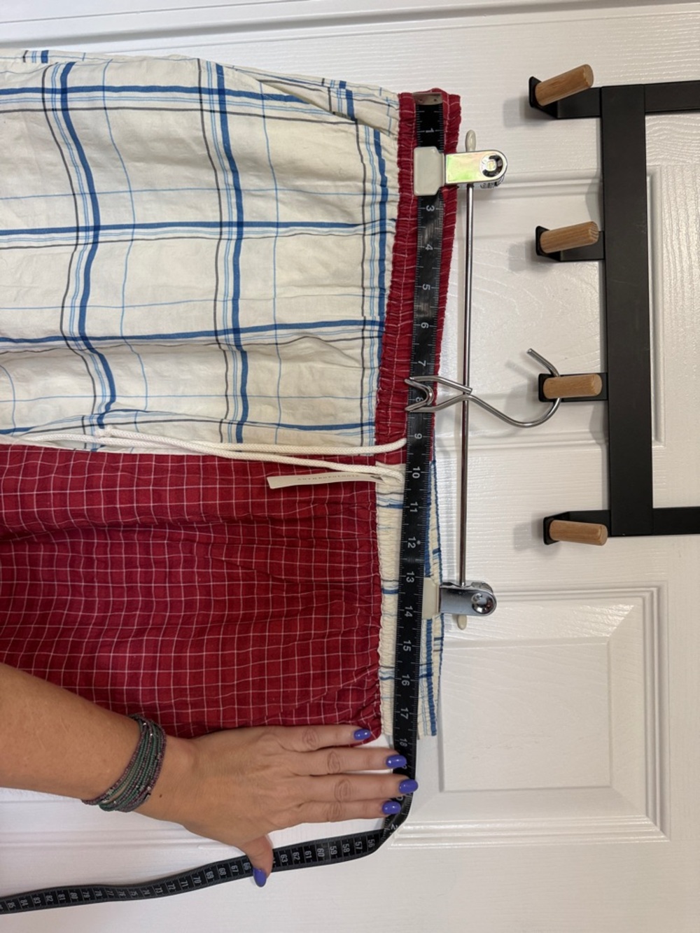 Anthropologie Celandine Drawstring Shorts Red Blue plaid NWT Sz Large Elastic - Picture 7 of 7